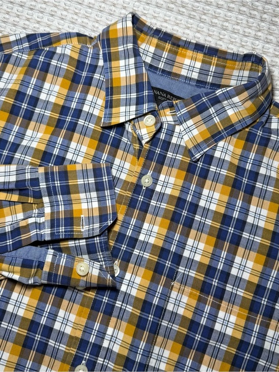Banana Republic Other - Banana Republic Men’s Size Small Blue Yellow Plaid Shirt Soft Wash Button-Down